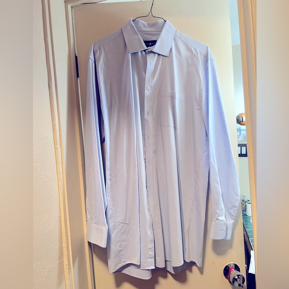 Men’s Blue with White Pinstripe Beverly Hills Polo Club shirt Size 17 1/2 XL